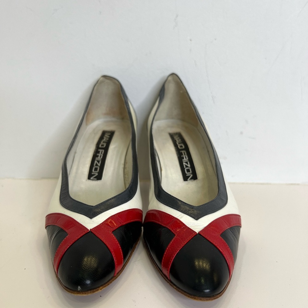Vintage 1980s Maud Frizon Navy and Red heels